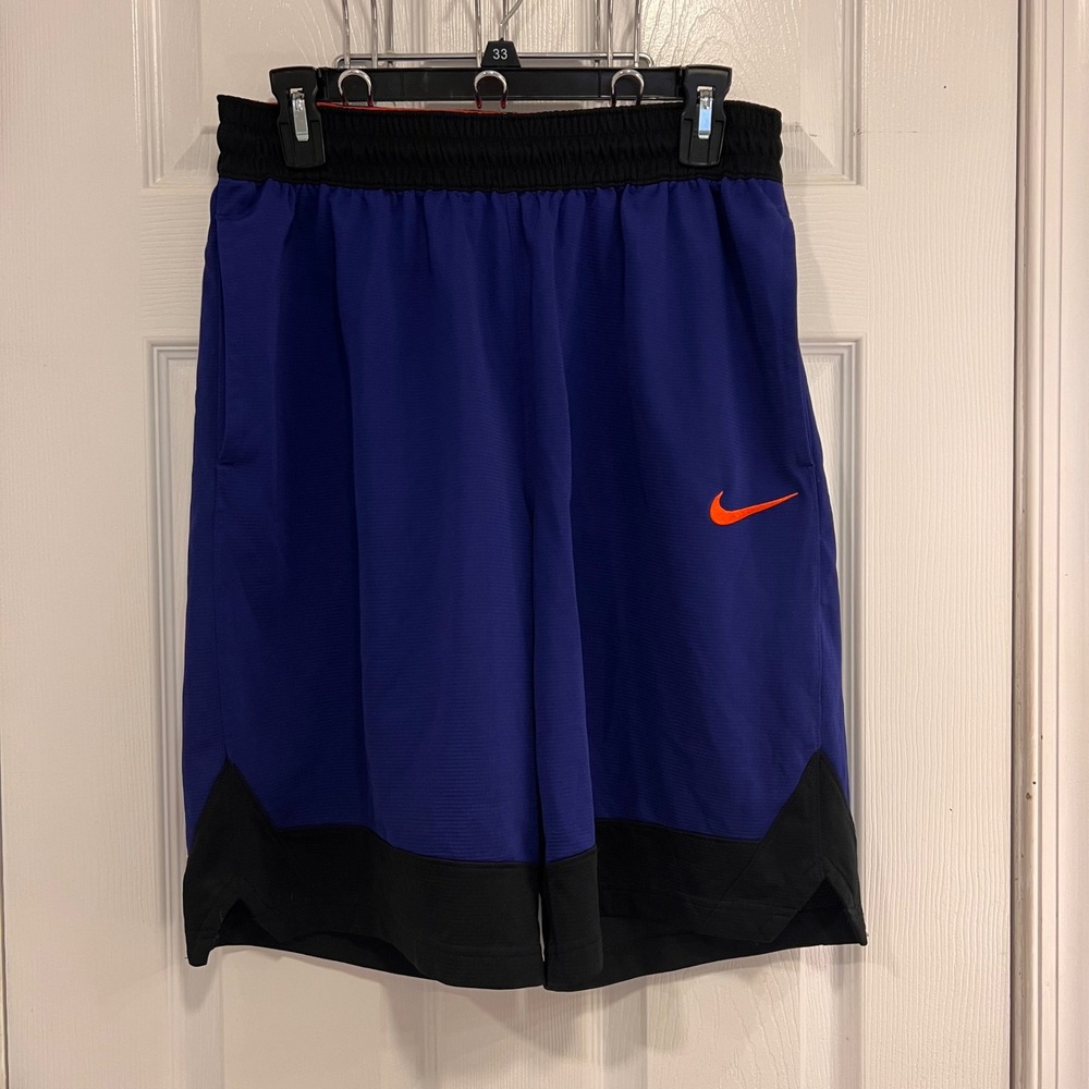 Nike Dri-FIT Basketball Shorts Mens Medium Purple Black Orange Swoosh Activewear